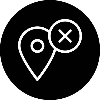 Harita-işaretleyici-çapraz çizgi ters daire. Web Kullanımı için Vektör İllüstrasyonu