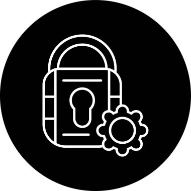 Padlock Line inverted circle. Vector Illustration For Web Use