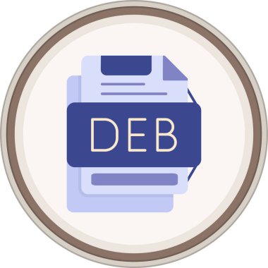 DEB Flat çıkartması. Web Kullanımı için Vektör İllüstrasyonu