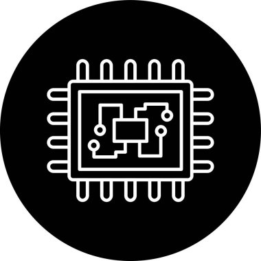 Processor Line inverted circle. Vector Illustration For Web Use