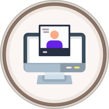 Video Call Flat sticker. Vector Illustration For Web Use