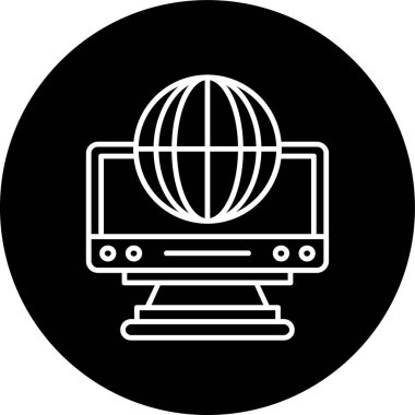 Worldwide Line inverted circle. Vector Illustration For Web Use