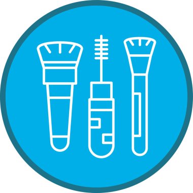 Makeup Brushes Line multi circle. Vector Illustration For Web Use