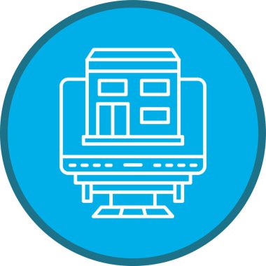 Çevrimiçi Shop Line çok daireli. Web Kullanımı için Vektör İllüstrasyonu