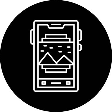 Smartphone Line inverted circle. Vector Illustration For Web Use