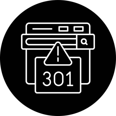 301 Hata Hatası ters çevrilmiş çember. Web Kullanımı için Vektör İllüstrasyonu