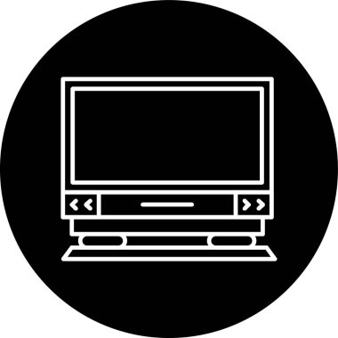 Monitor Line inverted circle. Vector Illustration For Web Use