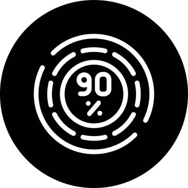 Yüzdelik-90 çizgi ters çevrilmiş daire. Web Kullanımı için Vektör İllüstrasyonu