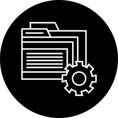 Folder Line inverted circle. Vector Illustration For Web Use