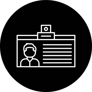 Id Card Line inverted circle. Vector Illustration For Web Use