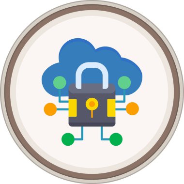 Cloud Security Flat etiketi. Web Kullanımı için Vektör İllüstrasyonu