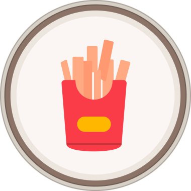 Patates kızartması etiketi. Web Kullanımı için Vektör İllüstrasyonu