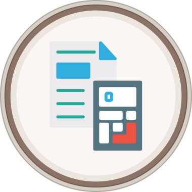 Hesap makinesi düz çıkartması. Web Kullanımı için Vektör İllüstrasyonu