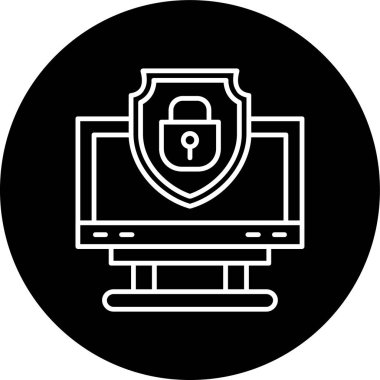 Siber Güvenlik Hattı ters çevrilmiş. Web Kullanımı için Vektör İllüstrasyonu