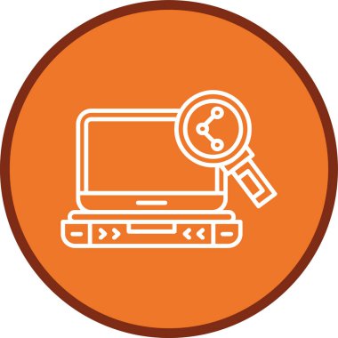 büyüteç ve anahtar simgesi, vektör illüstrasyonlu dizüstü bilgisayar.