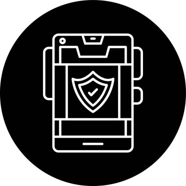 mobil koruma vektör çizgisi simgesi