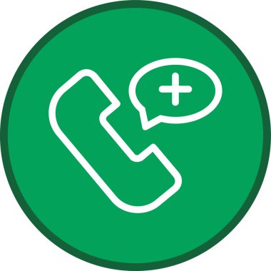 Çağrı merkezi sembolü. style is bicolor flat symbol, eco eco green and white color, round angle, white background