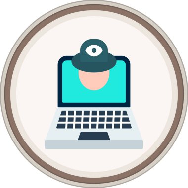 hacker dizüstü bilgisayar simgesi düz stil