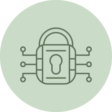 Siber Güvenlik Yeşil Çember. Web Kullanımı için Vektör İllüstrasyonu