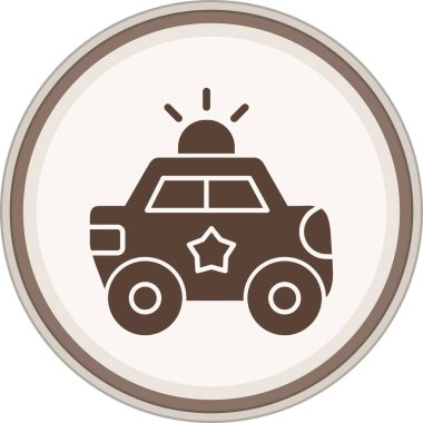 Polis arabası Glyph kahverengi daire. Web Kullanımı için Vektör İllüstrasyonu