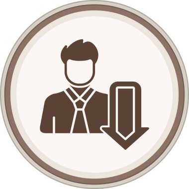 Kullanıcı Down Glyph kahverengi çember. Web Kullanımı için Vektör İllüstrasyonu