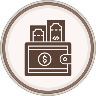 Cüzdan glyph kahverengi daire. Web Kullanımı için Vektör İllüstrasyonu