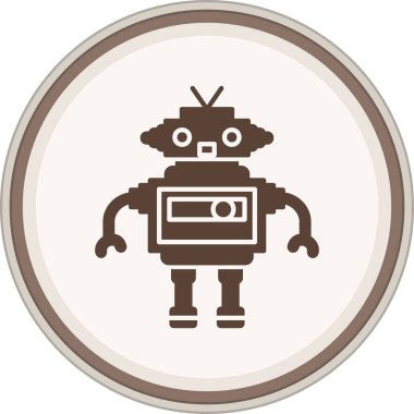 Robot Glyph kahverengi çember. Web Kullanımı için Vektör İllüstrasyonu