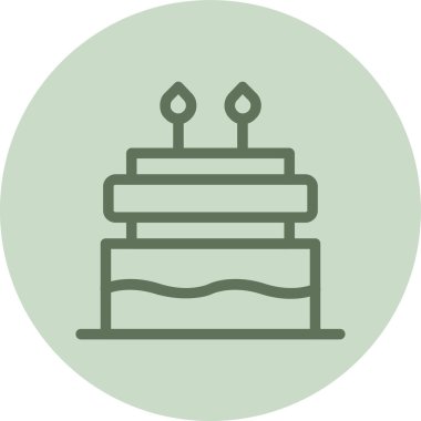 Pasta-doğum günü yeşil çemberi. Web Kullanımı için Vektör İllüstrasyonu