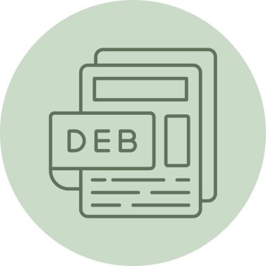 DEB Dosya Yeşil Çember. Web Kullanımı için Vektör İllüstrasyonu