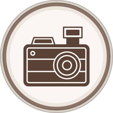 Fotoğraf Kamerası Glyph kahverengi daire. Web Kullanımı için Vektör İllüstrasyonu
