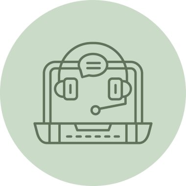 Çevrimiçi Destek Yeşil Çember. Web Kullanımı için Vektör İllüstrasyonu