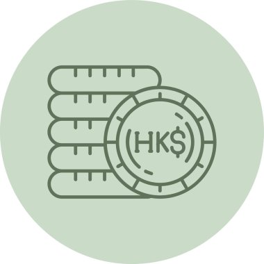 Hong Kong Dolar Yeşil Çember. Web Kullanımı için Vektör İllüstrasyonu