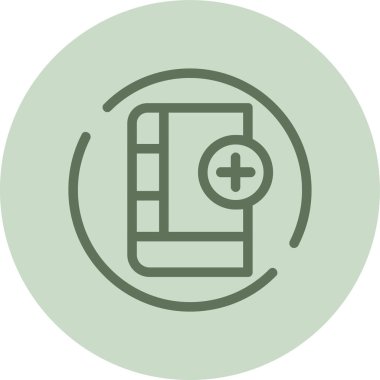 Book-plus green Circle. Vector Illustration For Web Use