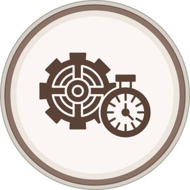 Dişli Glyph kahverengi daire. Web Kullanımı için Vektör İllüstrasyonu