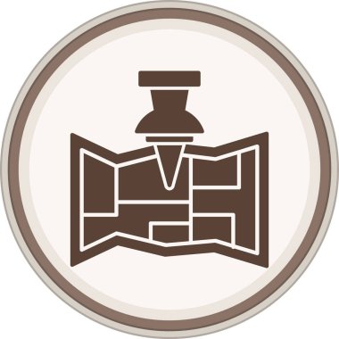 Harita Glyph kahverengi çember. Web Kullanımı için Vektör İllüstrasyonu