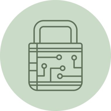 Asma kilit yeşil daire. Web Kullanımı için Vektör İllüstrasyonu