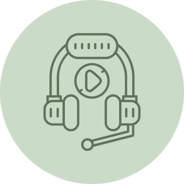 Kulaklıklar yeşil daire. Web Kullanımı için Vektör İllüstrasyonu