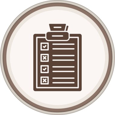 Clipboard Glyph brown circle. Vector Illustration For Web Use