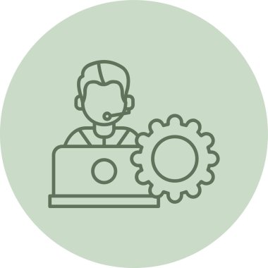 Customer Support green Circle. Vector Illustration For Web Use