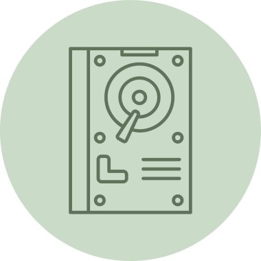 Hard Disk green Circle. Vector Illustration For Web Use