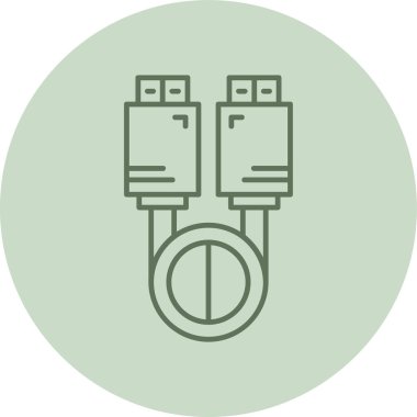 Usb Kablo Yeşil Çember. Web Kullanımı için Vektör İllüstrasyonu