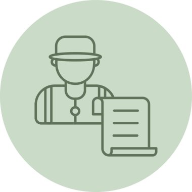 Tarihçi Yeşil Çember. Web Kullanımı için Vektör İllüstrasyonu