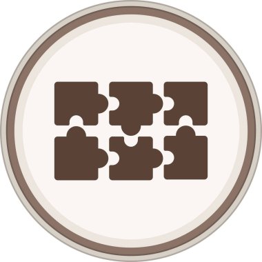 Bulmaca kabartmalı kahverengi daire. Web Kullanımı için Vektör İllüstrasyonu