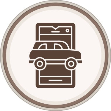 Taksi Glyph kahverengi daire. Web Kullanımı için Vektör İllüstrasyonu