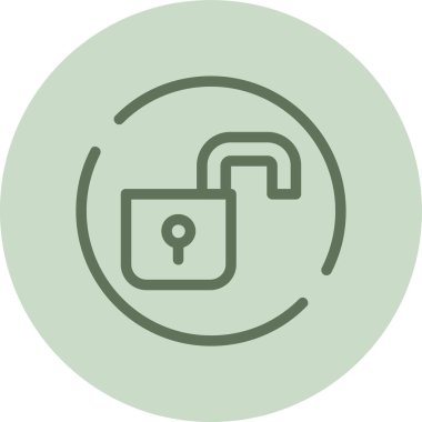 Lock-open green Circle. Vector Illustration For Web Use