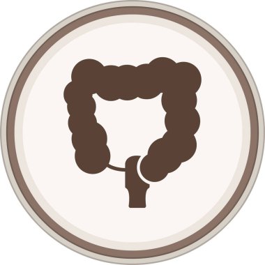 Large Intestine Glyph brown circle. Vector Illustration For Web Use