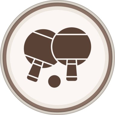 Masa Tenisi Glyph kahverengi çember. Web Kullanımı için Vektör İllüstrasyonu