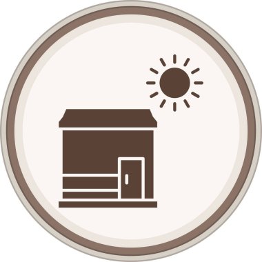 Solar House Glyph kahverengi dairesi. Web Kullanımı için Vektör İllüstrasyonu