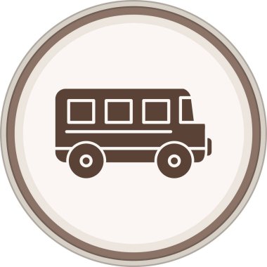 Okul Otobüsü Kahverengi Çember. Web Kullanımı için Vektör İllüstrasyonu