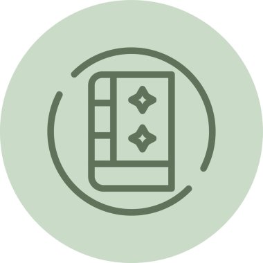 Kitap büyüleri yeşil çember. Web Kullanımı için Vektör İllüstrasyonu